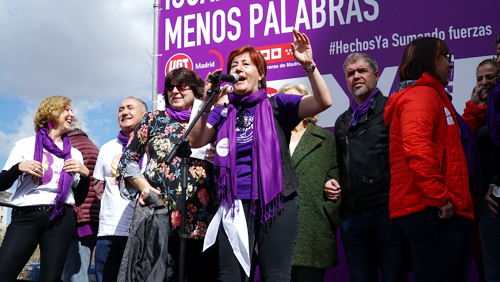 VIDEO | UGT Y CCOO se concentran en la Plaza de Cibeles reivindicando la HUELGA FEMNISTA DEL 8M